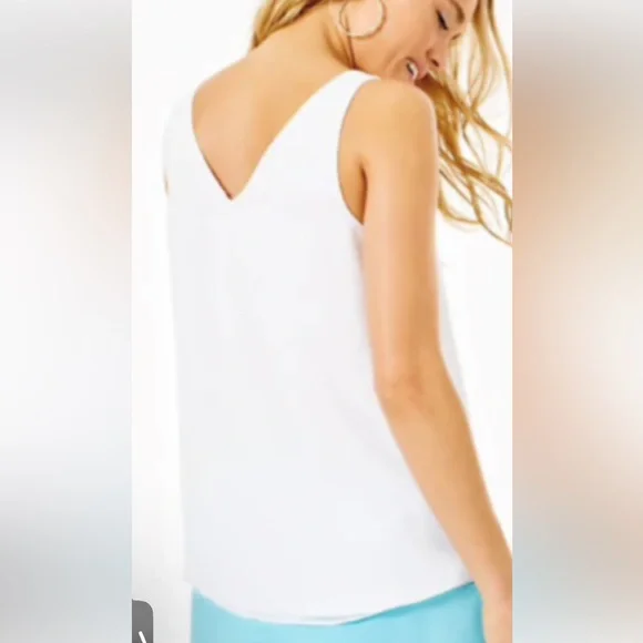 NWT Lilly Pulitzer Women's Florin Reversible Top - Resort White, size medium - Picture 4 of 6